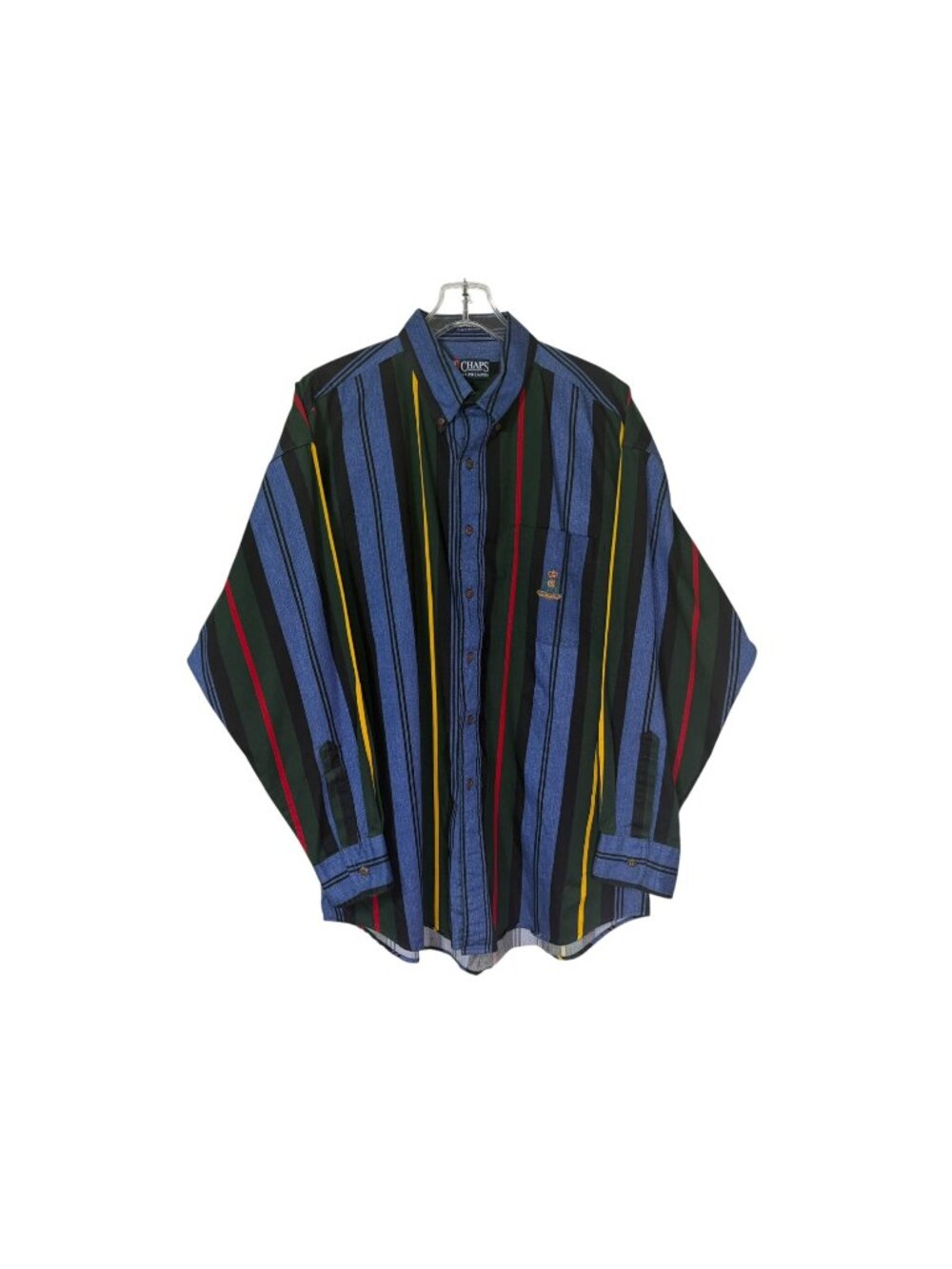Vintage 90s Chaps Ralph Lauren Striped Long Sleeve Button-Up Shirt -‎ Size Large